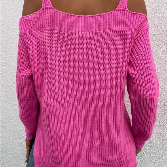 pink ribbed cut out sweater - Picture 5 of 6